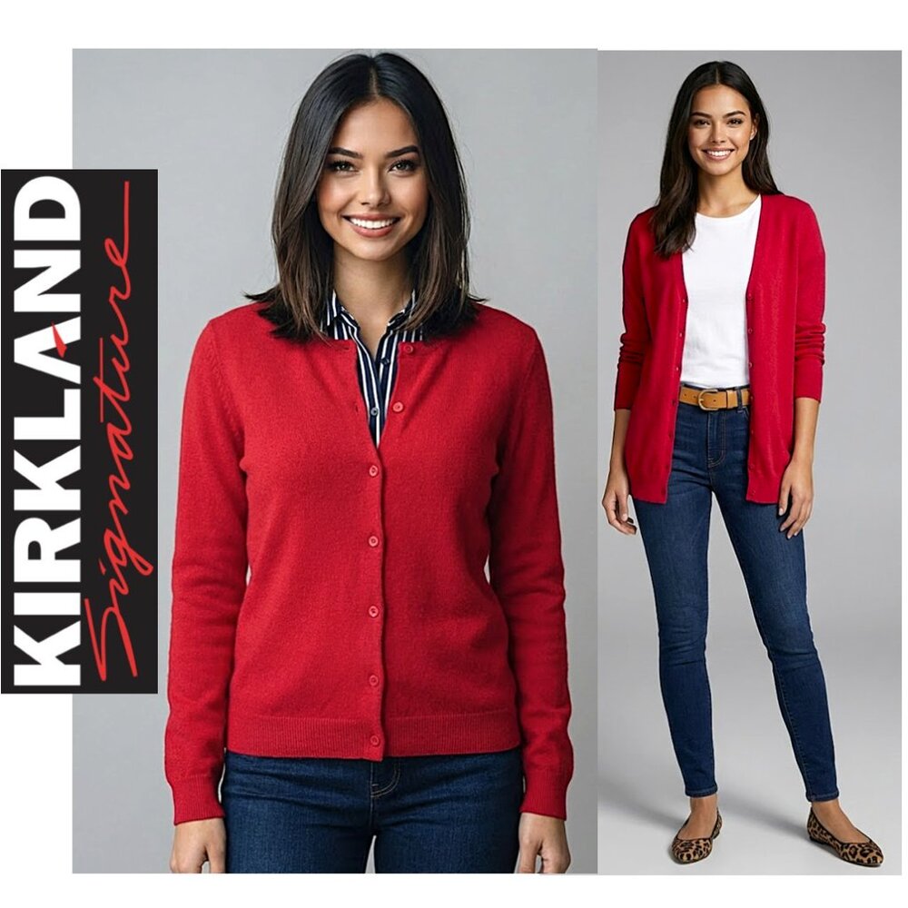 Kirkland Signature Women's Red Cardigan Sweater